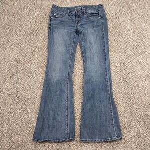 American Eagle Artist Jeans Women's 8 REG Low Rise Flare Medium Wash Y2K Style